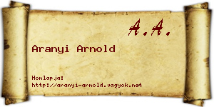 Aranyi Arnold névjegykártya